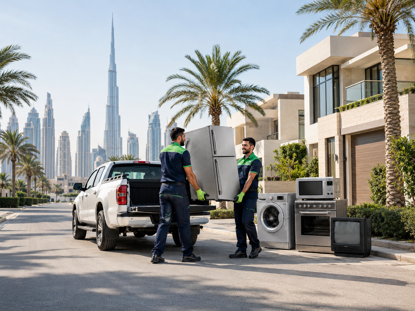 Appliance Removal Dubai team collecting old refrigerator and household appliances