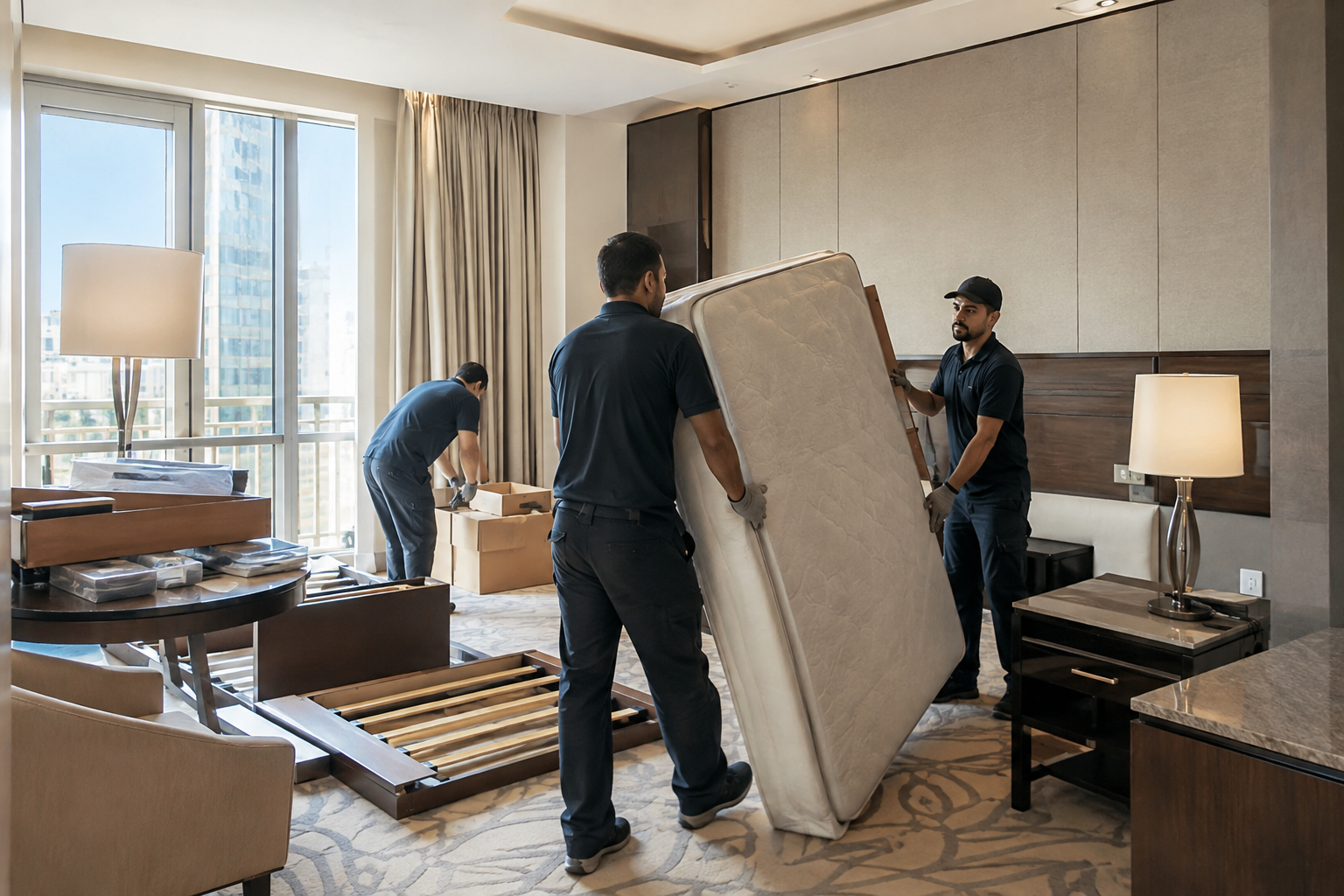 Home junk removal service clearing crowded residential rooms and storage areas