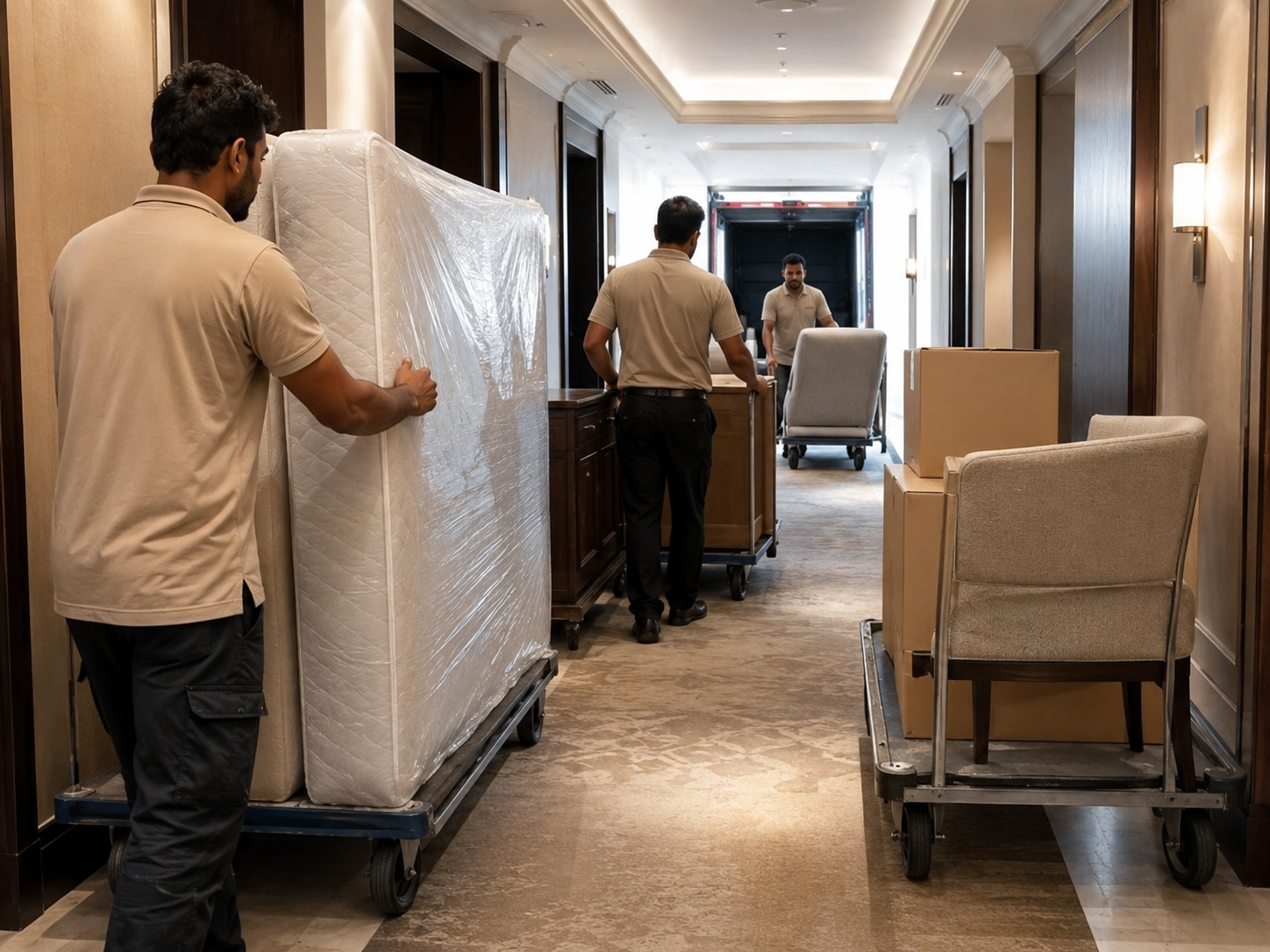 Hotel Junk Removal Dubai team clearing unwanted hotel furniture