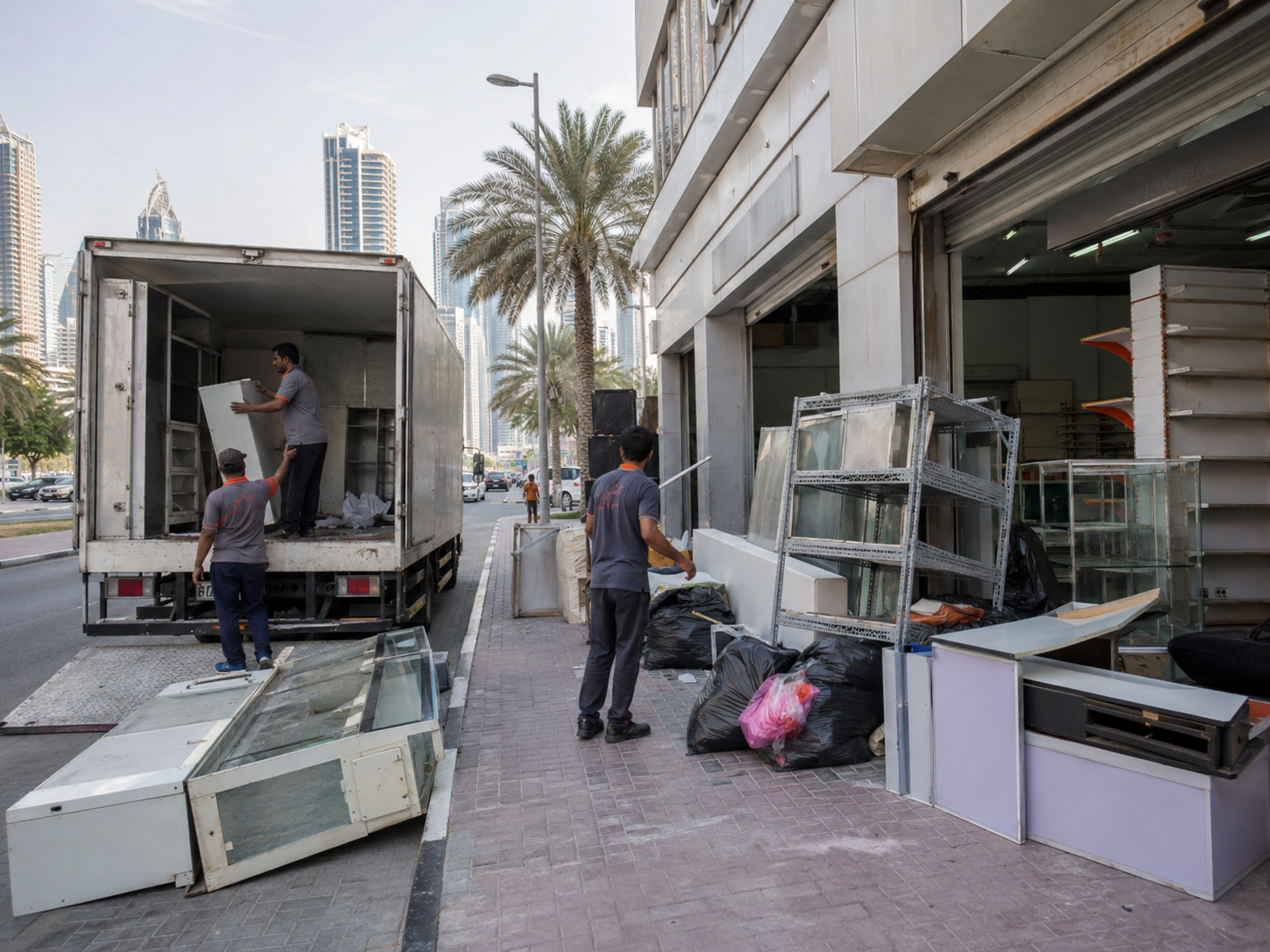 Shop Cleanout Dubai junk removal team clearing a retail shop